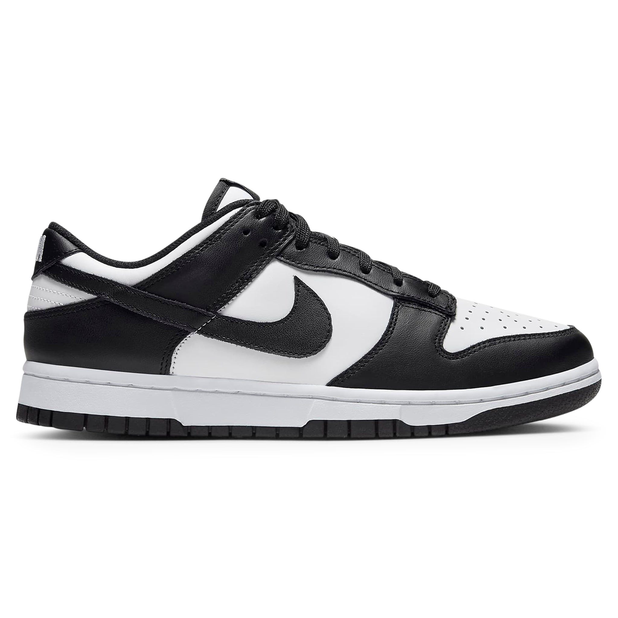 Side view of Nike Dunk Low Retro Black White Panda 2021 (W) DD1503-101